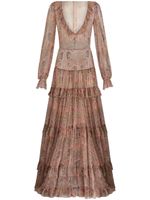 ETRO floral-print silk dress - Marron - thumbnail