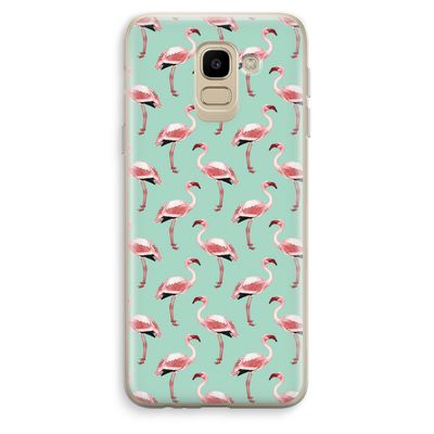 Flamingoprint groen: Samsung Galaxy J6 (2018) Transparant Hoesje