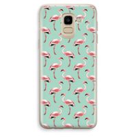 Flamingoprint groen: Samsung Galaxy J6 (2018) Transparant Hoesje