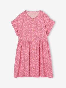 Geknoopte meisjesjurk met bloemen rouge