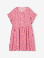 Geknoopte meisjesjurk met bloemen rouge
