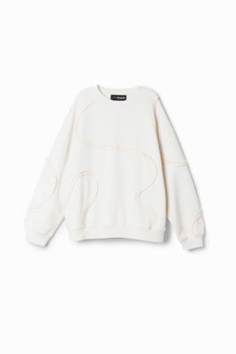 Sweatshirt met geplooid lint - WHITE - L
