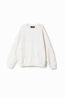Sweatshirt met geplooid lint - WHITE - L Sweatshirt met geplooid lint - WHITE - L