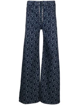 Ludovic de Saint Sernin jean à motif monogrammé - Bleu