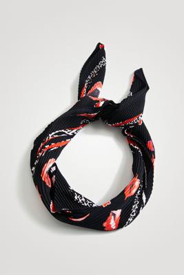 Geplisseerde vierkante sjaal met zoenen - BLACK - U