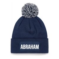 Abraham muts met pompon unisex one size - Navy - thumbnail