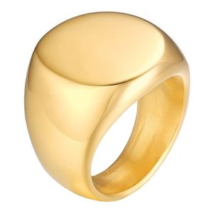 Stalen heren ring Mendes Ronde Zegel Goudkleurig-19mm