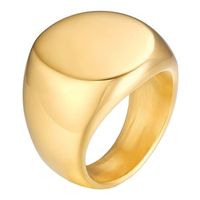 Stalen heren ring Mendes Ronde Zegel Goudkleurig-19mm