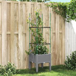 VidaXL Plantenbak met latwerk 40x40x142,5 cm polypropeen lichtgrijs