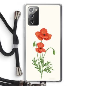 Red poppy: Samsung Galaxy Note 20 / Note 20 5G Transparant Hoesje met koord