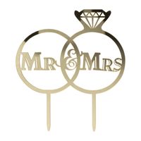Cake topper Mr & Mrs - goud - thumbnail