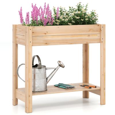 Houten Verhoogde Tuinbed met Opbergruimte Verhoogd Tuinbed met Drainagevakken Plantenbak Groentetuin Natuur