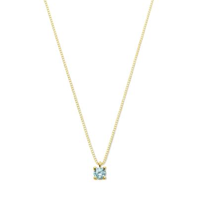 14k Geelgouden Ketting met Synthetische Aquamarijn (Maart) - 42+2 cm