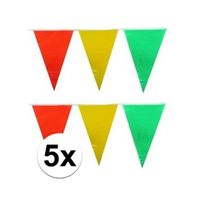 5x plastic vlaggenlijn geel/rood/groen 10 meter   -