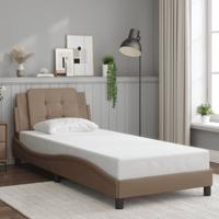 Bedframe met hoofdbord kunstleer cappuccinokleurig 90x200 cm