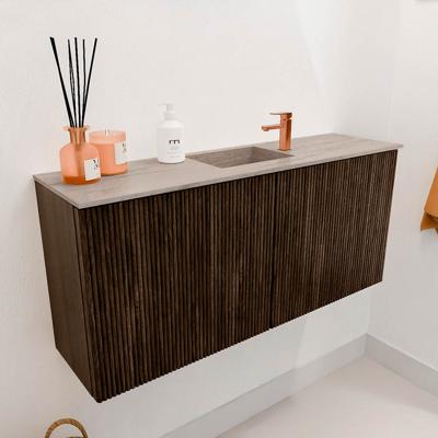 Toiletmeubel Mondiaz Joya Dlux | 90 cm | Meubelkleur Walnut | Faye wastafel Saba Wasbak Midden | 1 kraangat