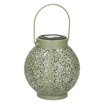 Anna's Collection solar lantaarn - groen - metaal - D15 x H16 cm - voor buiten