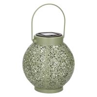 Anna's Collection solar lantaarn - groen - metaal - D15 x H16 cm - voor buiten