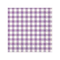 Servetten Vichy Karo - 20x stuks - 3-laags - paars/wit geblokt - 33 x 33 cm - Lente/pasen