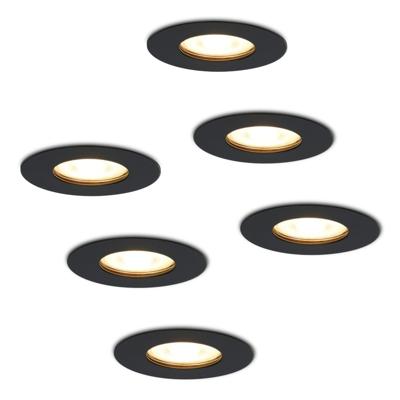Set van 6 Bari LED Inbouwspots - 4,5 Watt 345 lumen - 2700K Warm Wit - GU10 - Dimbaar - Rond - IP65 Waterdicht - Zwart - Voor binnen, buiten en badkamer