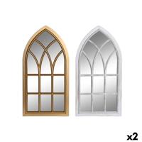Wandspiegel DKD Home Decor Kristal Gouden Wit Polypropyleen Cottage Venster (2 Stuks)