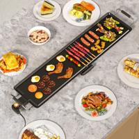 Teppanyaki Grill 1800W Elektrische Grillplaat Antiaanbak Tafelgrill met Instelbare Temperatuur Thermostaat en Vetopvangbak 90cm