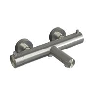 Hotbath Archie Thermostatische Badmengkraan met Uitloop - Geborsteld RVS 316