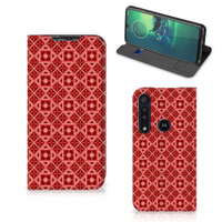 Motorola G8 Plus Hoesje met Magneet Batik Rood - thumbnail