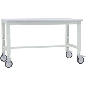 Manuflex AU7417.7035 Werktafel universele speciale mobiele met kunststof plaat, bxdxh = 2000 x 800 x 752-972 mm Grijs-wit (RAL 7035)