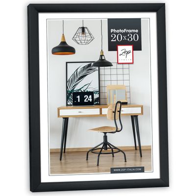 Fotolijst zwart kunststof geschikt voor een foto van 20 x 30 cm