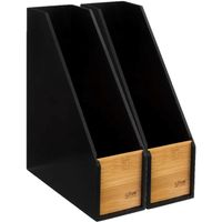 Lectuurbak/tijdschriftenrek - 2x - zwart - 9 x 25 x 30 cm - hout - thumbnail