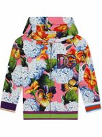 Dolce & Gabbana Kids hoodie zippé à patch logo - Bleu - thumbnail