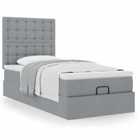 Ottoman bed met matras 90x190cm stof lichtgrijs