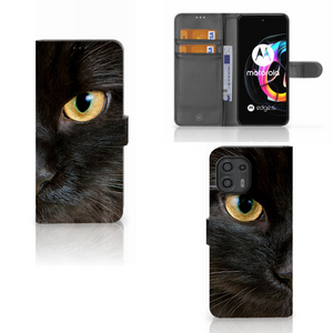 Motorola Edge 20 Lite Telefoonhoesje met Pasjes Zwarte Kat