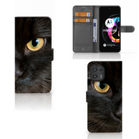 Motorola Edge 20 Lite Telefoonhoesje met Pasjes Zwarte Kat - thumbnail