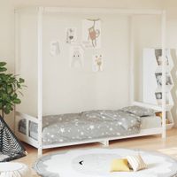 Kinderbedframe 80x200 cm massief grenenhout wit - thumbnail