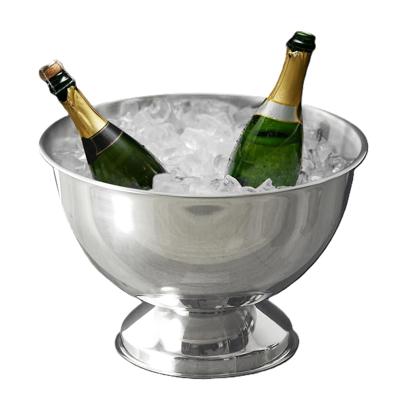 Champagne/wijnfles koeler/ijsemmer - zilver - rvs - 36 cm - Champagne schaal