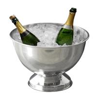 Champagne/wijnfles koeler/ijsemmer - zilver - rvs - 36 cm - Champagne schaal