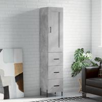 Hoge kast 34,5x34x180 cm bewerkt hout betongrijs
