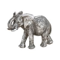 Olifant woondecoratie dieren beeldje zilver 16 x 12 x 6 cm - thumbnail
