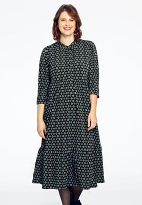 Yoek Jurk met volants BARONNE | Zwart | Maat 42/44
