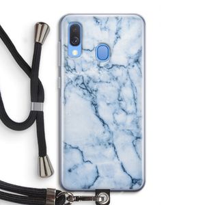 Blauw marmer: Samsung Galaxy A40 Transparant Hoesje met koord