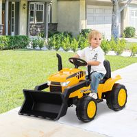 12 V Graafmachine voor Kinderen met Verstelbare Grafschep LED-Koplampen Claxon USB en Zachte Start voor Kinderen van 3 tot 8 Jaar