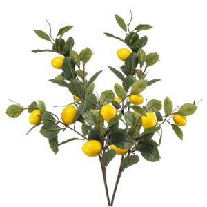 Kunstbloem citrusfruit tak citroen - 2x - 95 cm - geel - losse steel - Kunst zijdebloemen