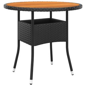 Tuintafel 80x75 cm acaciahout en poly rattan zwart