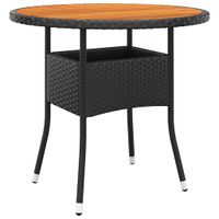 Tuintafel 80x75 cm acaciahout en poly rattan zwart - thumbnail