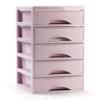 Plasticforte Ladeblokje/bureau organizer met 5x lades - roze - L18 x B21 x H28 cm - Ladeblok