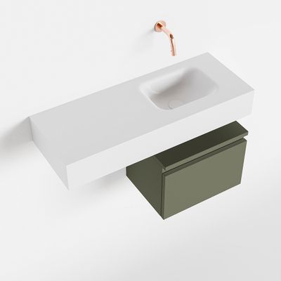 Toiletmeubel Mondiaz Andor | 80 cm | Meubelkleur Army | Lex vrijhangend wastafel Talc Rechts | Zonder kraangat