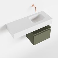 Toiletmeubel Mondiaz Andor | 80 cm | Meubelkleur Army | Lex vrijhangend wastafel Talc Rechts | Zonder kraangat