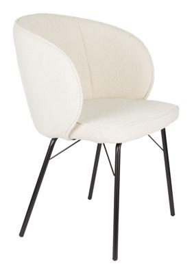 ZILT Eetkamerstoel 'Lysandra' Bouclé, kleur Off White